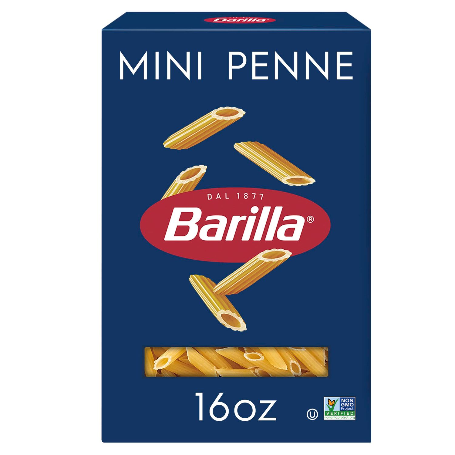Barilla Mini Penne Pasta, 16 oz. Box - Non-GMO Pasta Made with Durum Wheat Semolina - Kosher Certified Pasta