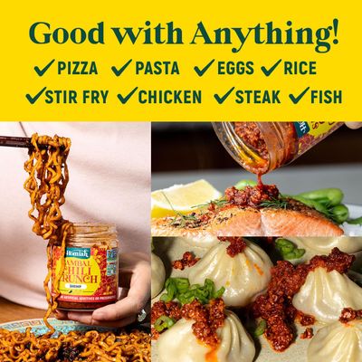 Homiah Sambal Chili Crunch, Shrimp, 6oz - Less Oil Low Sodium Gluten Free Non-GMO, Sambal Oelek Chili Paste, Shrimp Paste, Crispy Chili Crunch Topping - Mild