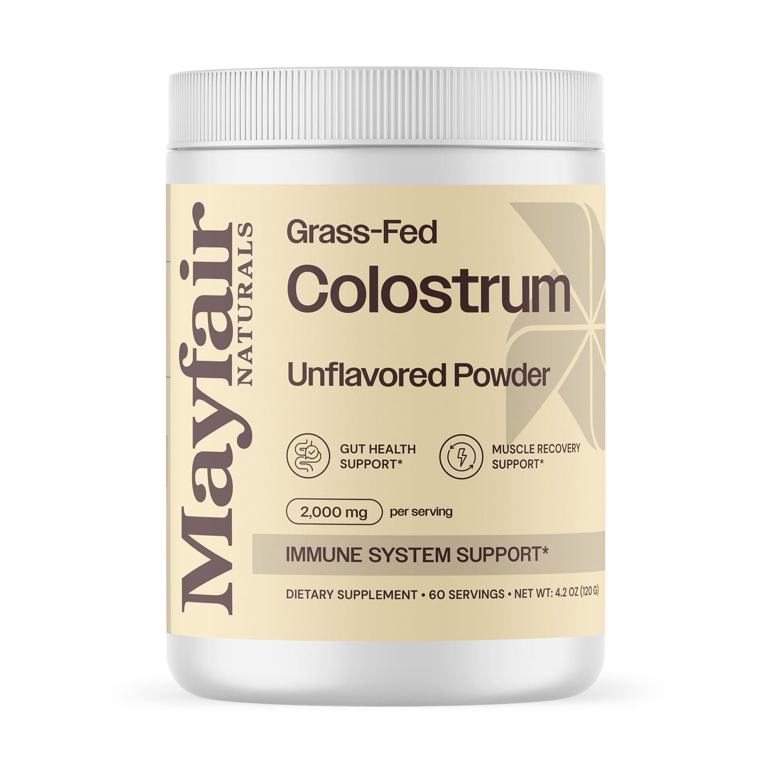 Mayfair Naturals Grass-Fed Bovine Colostrum Supplement, for Kids &amp; Adults, Immune System Support, Gut Health and Muscle Recovery, 60 Servings