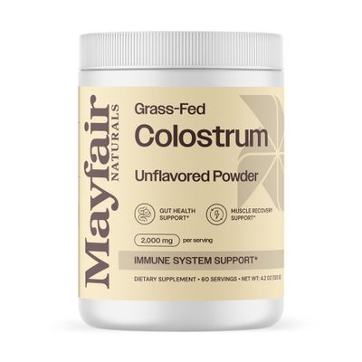 Mayfair Naturals Grass-Fed Bovine Colostrum Supplement, for Kids &amp; Adults, Immune System Support, Gut Health and Muscle Recovery, 60 Servings