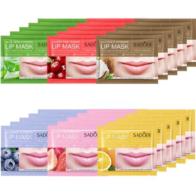30 PCS Moisturizing Lip Mask 6 Flavours Crystal Lip Care Gel Pads Mask Bulk for Moisturizing &amp; Reducing Wrinkle Patches Exquisite Remove Dead Skin Moisture Essence Sleepover Makeup Party Supplies
