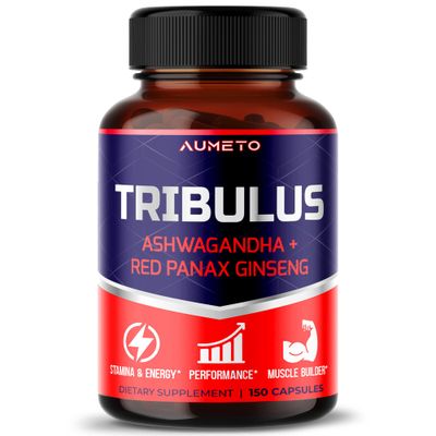 AUMETO Tribulus Terrestris 98 Saponins - Enhanced 12-in-1 Formula with Yohimbine, Red Panax Ginseng, Ashwagandha for Boosting Energy, Stamina &amp; Endurance - Made in The USA