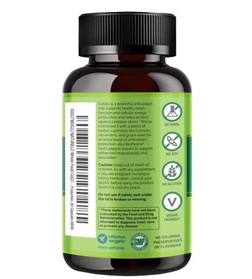 NATURELO Whole Food CoQ10 with Heart Health Blend, Powerful Antioxidant for Energy Production, 60 Capsules