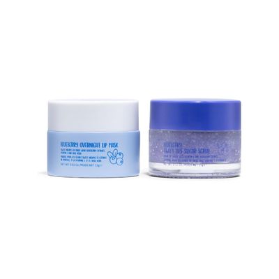 W7 Sweet Dreams Lip Scrub &amp; Overnight Lip Mask Duo - 2 Piece Gift Set - Blueberry Flavour - Exfoliate, Condition, Soothe &amp; Hydrate