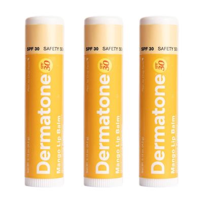 Dermatone Mango Lip Balm | Moisturizing Lip Care | Soothe &amp; Replenish Dry &amp; Chapped Lips | Aloe, Vitamin E | SPF 30 | 3-Pack (Mango, 0.15oz sticks)