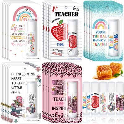 Sacubee 15 Pack Back to School Teacher Appreciation Gifts Bulk Lip Balms Teacher Employee Coworkers Team Thank You Gift Back to School Honey Flavor Balm Inspirational Motivational Summer Party Favors