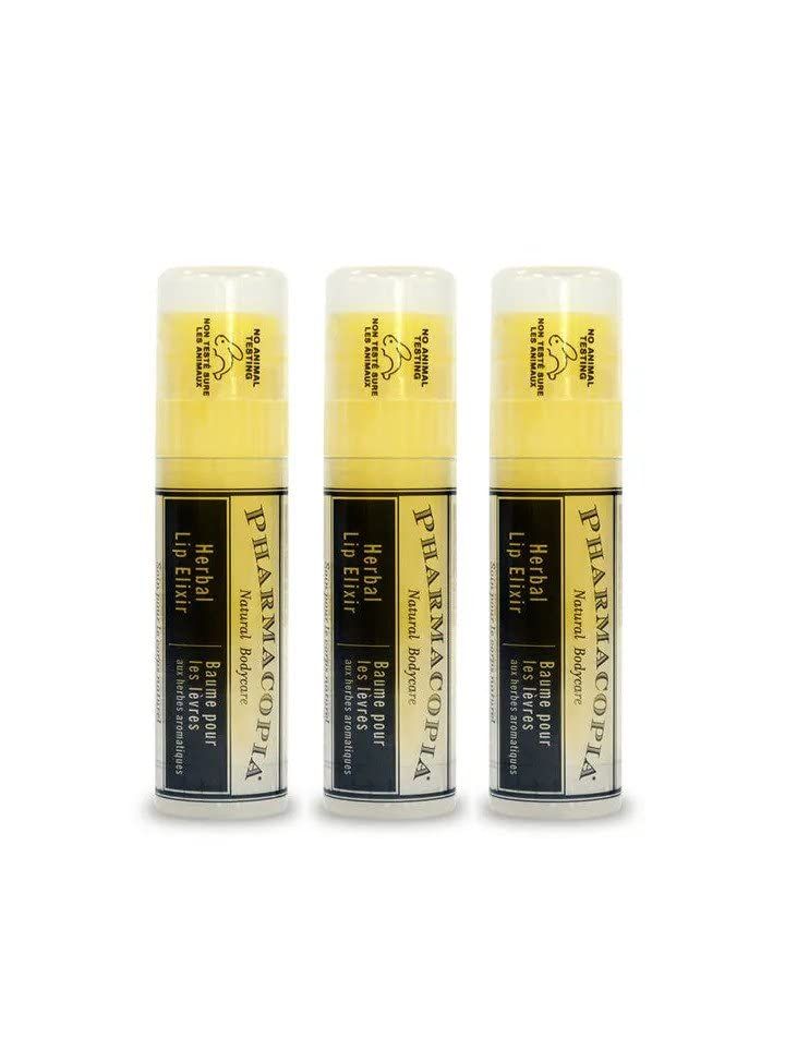 Pharmacopia Chamomile Tangerine Vegan Lip Elixir - Nourishing Vegan Herbal Lip Balm with 100 Natural and 70 Certified Organic Ingredients, 0.25 Oz, Pack of 3
