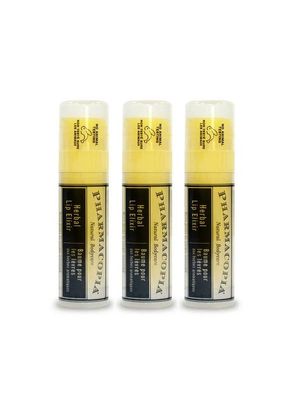Pharmacopia Chamomile Tangerine Vegan Lip Elixir - Nourishing Vegan Herbal Lip Balm with 100 Natural and 70 Certified Organic Ingredients, 0.25 Oz, Pack of 3