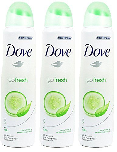 Dove body spray Anti-Perspirant/Anit-Transpirant, pack of 3X250ml/8.5oz, Cucumber &amp; green tea