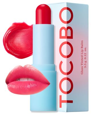 TOCOBO Glass Tinted Lip Balm 011 Flush Cherry - Vegan Korean Lip Care for Deep Hydration - Tinted Glass Glow Moisturizing with Vibrant Cherry Pink Color - Non-Sticky Radiant Finish, 0.12 oz.