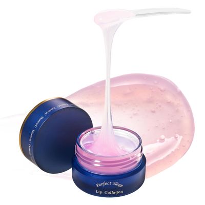 Perfect Sleep Lip Collagen 0.52fl.oz, Intensive Collagen Lip Sleeping Mask Infused with Peptides, Rice Protein &amp; Willow Bark Extract for Overnight Plumping, Repairing &amp; Smoothing, Korean Lip Treatment