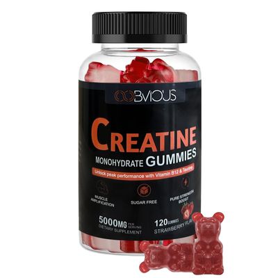 Oobvious Creatine Monohydrate Gummies 120 for Men &amp; Women - 5g, Sugar-Free Pre-Workout Gummy with L-Taurine, Betaine Anhydrous, Alpha GPC, Vitamin B12 (1 Pack)