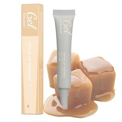 Lip Gel Petitfour Lip Treatment, Hydrating &amp; Moisturizing Lip Care for Soft, Smooth Lips, Natural Gloss Finish, Fruit-Flavored Lip Mask &amp; Glowy Balm for Dry, Chapped Lips (10ml, 03Caramel)