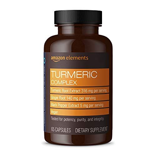 Amazon Elements Turmeric Complex, 316 mg Curcumin, 140 mg Ginger, 5 mg Black Pepper - Joint &amp; Immune System, Healthy Inflammation Response - 65 Capsules (2 month supply)
