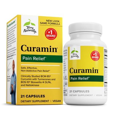 Terry Naturally Curamin - Curcumin Supplement for Circulation &amp; Endorphin Support - Support for Occasional Discomfort - Aids Healthy Muscles - 21 Capsules