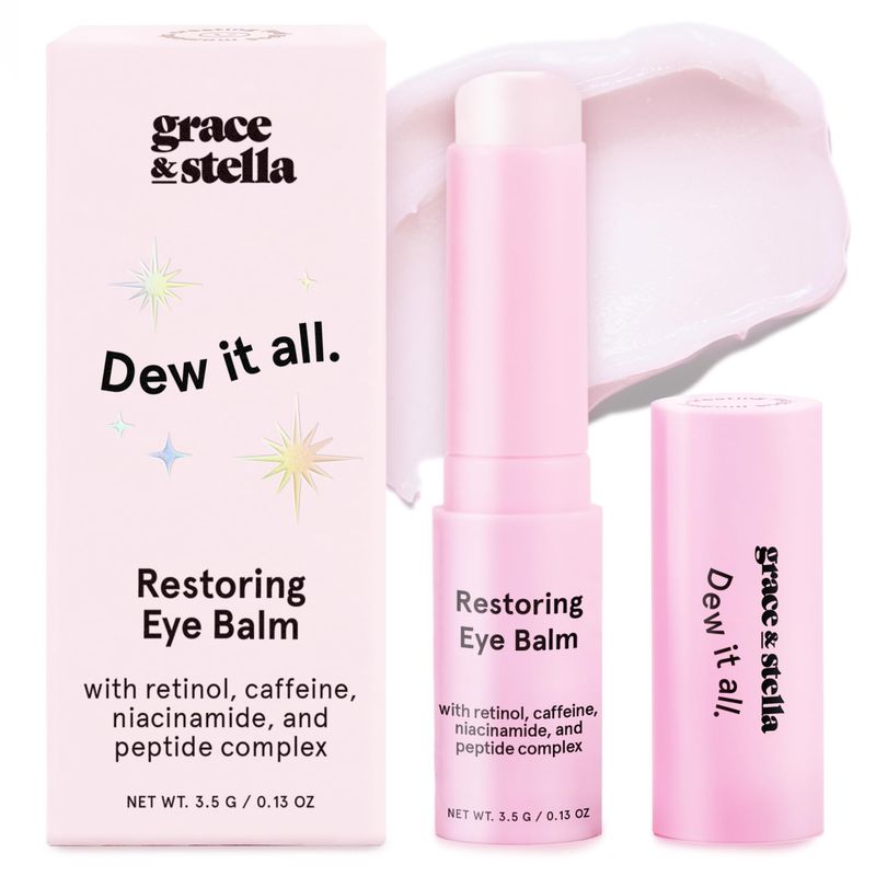 grace &amp; stella Under Eye Brightener Balm Stick - Travel Size Toiletries - Retinol &amp; Caffeine Eye Cream for Dark Circles, Puffiness, Wrinkles - Hydrate and Brighten - Vegan Skincare (0.13oz / 3.5g)