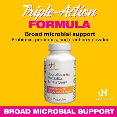 vH essentials Probiotics with Prebiotics and Cranberry Feminine Health Supplement - 120 Capsules
