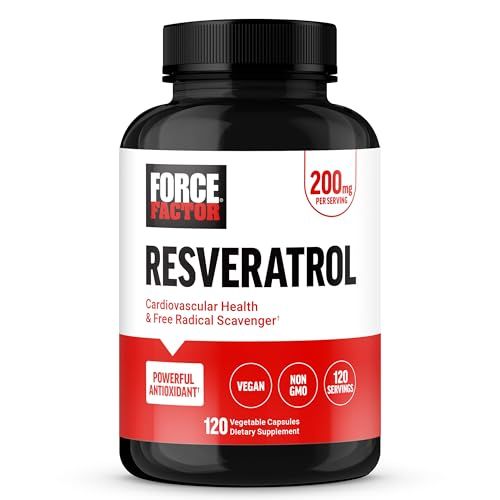 FORCE FACTOR Resveratrol Supplement to Support Heart Health, Antioxidants Supplement and Free Radical Scavenger Made with Japanese Knotweed, Vegan, Non-GMO, 120 Vegetable Capsules