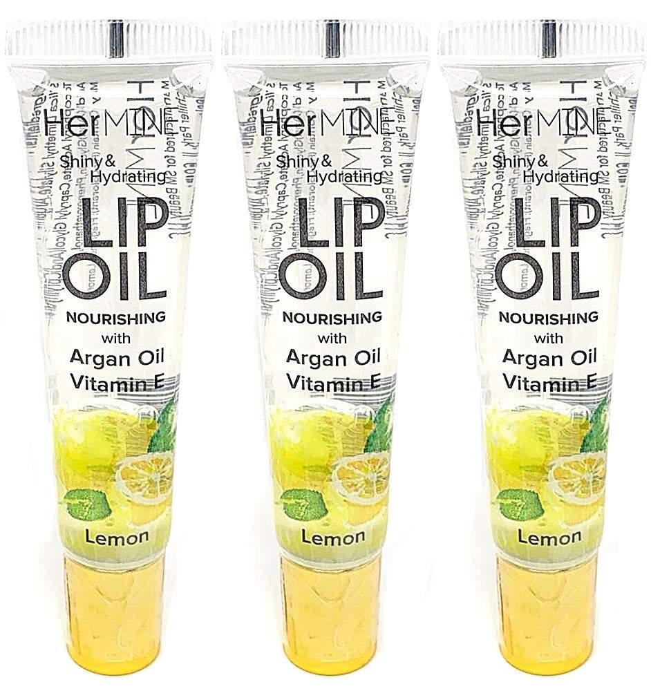 HerMINE Hydrating Lip Oil with Argan oil &amp; Vitamin E Clear Long Lasting Nourishing Lip Oils Moisturizing Gel Multi-Packs Softening Clear Oil