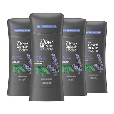 Dove MenCare Antiperspirant Stick Sea Salt Lavender 4 Count 72H Protection with a Plant-Based Moisturizer 2.6 oz