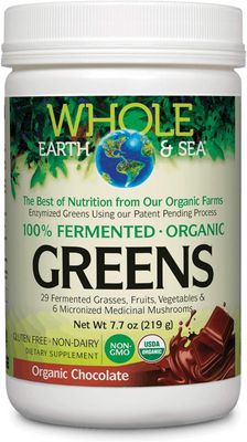 Natural Factors Whole Earth &amp; Sea, Organic Fermented Greens, Vegan Whole Food Supplement, Chocolate, 7.7 Oz
