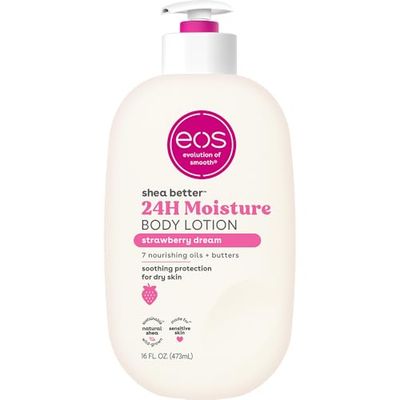 eos Shea Better Body Lotion- Strawberry Dream, 24-Hour Moisture Skin Care, Lightweight &amp; Non-Greasy, Made with Natural Shea, Vegan, 16 fl oz