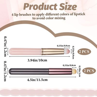 4 Pcs Lip Brush, Lipstick Brush Makeup Blending Applicator Lip Smudge Brushes Lip Gloss Wands Flat Head Brush Applicator Tool Kits with Lid for Lipstick Lip Gloss