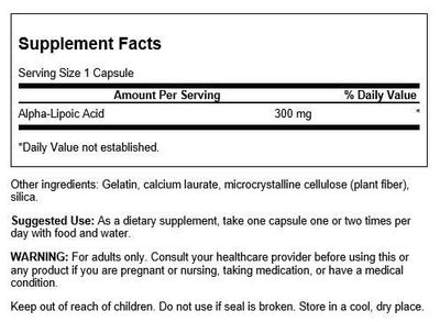 Swanson Alpha Lipoic Acid - Antioxidant Activity Supplement - 300 mg 60 Capsules
