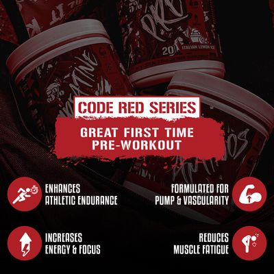 5 Nutrition Code Red Series Pre Workout Powder for Men &amp; Women | Energy, Pump, Power, Protein Synthesis &amp; Focus | 300mg Caffeine, L-Citrulline, Glycerol, Taurine, Alpha GPC, Huperzine (Fruit Punch)