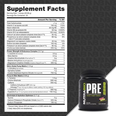 NutraBio PRE Workout Powder - Old Formula- Sustained Energy, Mental Focus, Endurance - Beta Alanine, Creatine, Caffeine, Electrolytes - 20 Servings - Cherry Limeade
