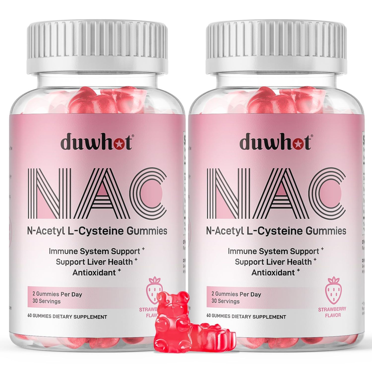 duwhot NAC Gummies 600mg, N Acetyl Cysteine Supplement NAC Chewable for Antioxidants &amp; Immune Support, Lung &amp; Liver Health, Natural Strawberry Flavor, 120ct