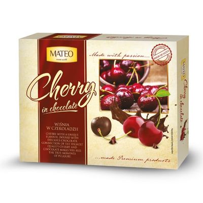 MATEO Chocolate-Covered Cherries - Delicious Chocolate Covered Fruit with Rich, Smooth Chocolate Coating - Enjoy the Delightful Blend of Chocolate Cherry Candy for Every Occasion - 200g