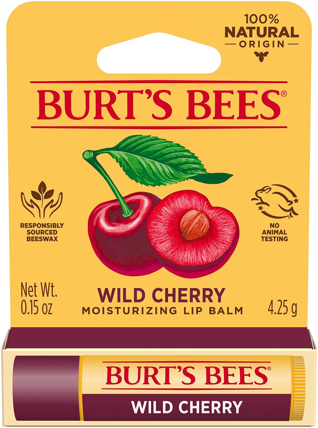 Burt&#39;s Bees Moisturizing Lip Balm, Wild Cherry, 0.15 Ounce