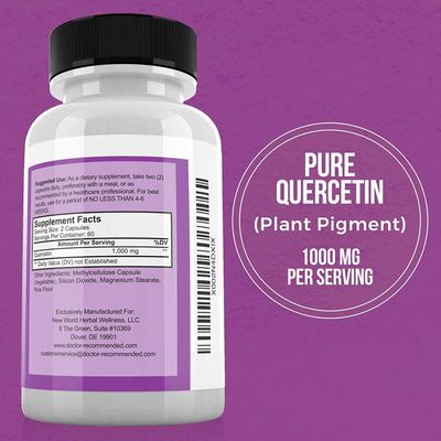 DOCTOR RECOMMENDED SUPPLEMENTS Quercetin 1000mg Per Serving - (Vegan, Non-GMO) (120 Veggie Capsules, Pack of 3)