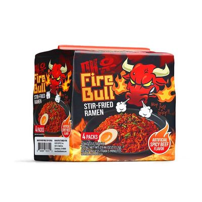 Fire Bull Ramen Intense Spicy Stir-Fried Ramen | Authentic Korean Heat Meets Flavorful Delight | Thick, Chewy Noodles | Quick &amp; Easy Meal (4 Pouches)