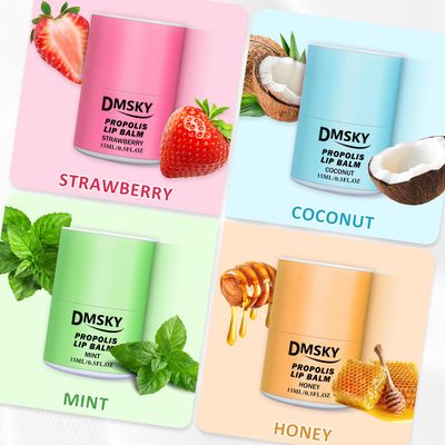 DMSKY 4 PCS Lip Butter, Glossy Lip Balm with Propolis and Vitamin E, Hydrating Overnight Lip Mask, 12hrs Long-lasting Moisture, Gifts for Women
