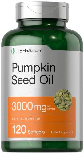 Horbach Pumpkin Seed Oil | 3000mg | 120 Softgel Capsules | Cold Pressed Dietary Supplement | Non-GMO and Gluten Free Formula
