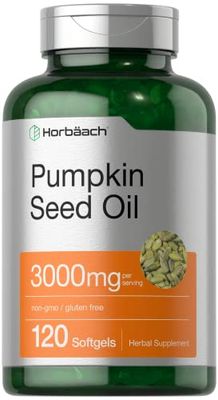 Horbach Pumpkin Seed Oil | 3000mg | 120 Softgel Capsules | Cold Pressed Dietary Supplement | Non-GMO and Gluten Free Formula
