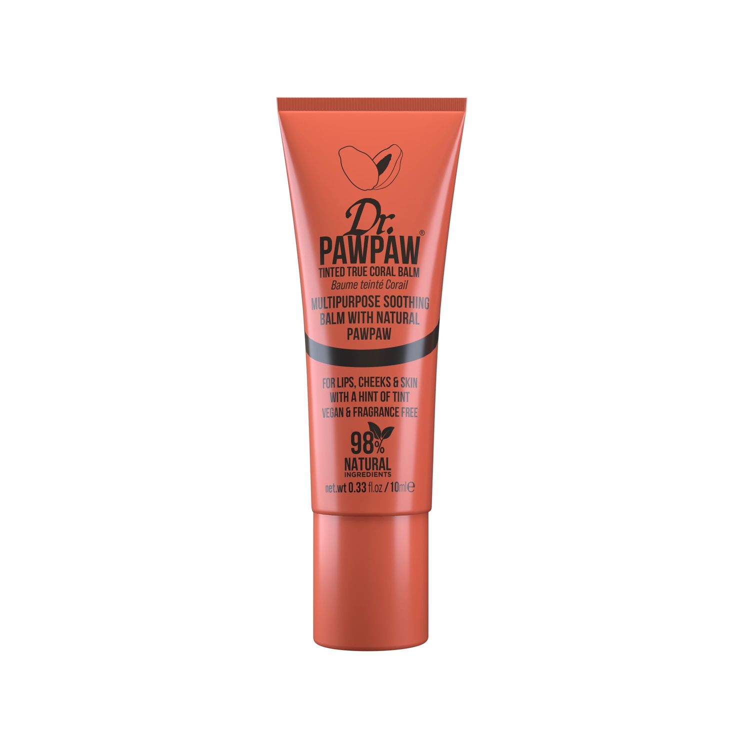 Dr. PawPaw Multipurpose Soothing Tinted Balm - Lip Balm for Lips, Cheeks, Eyes - Tinted Lip Balm - Lip Moisturizer with Pawpaw - True Coral - 0.33 oz