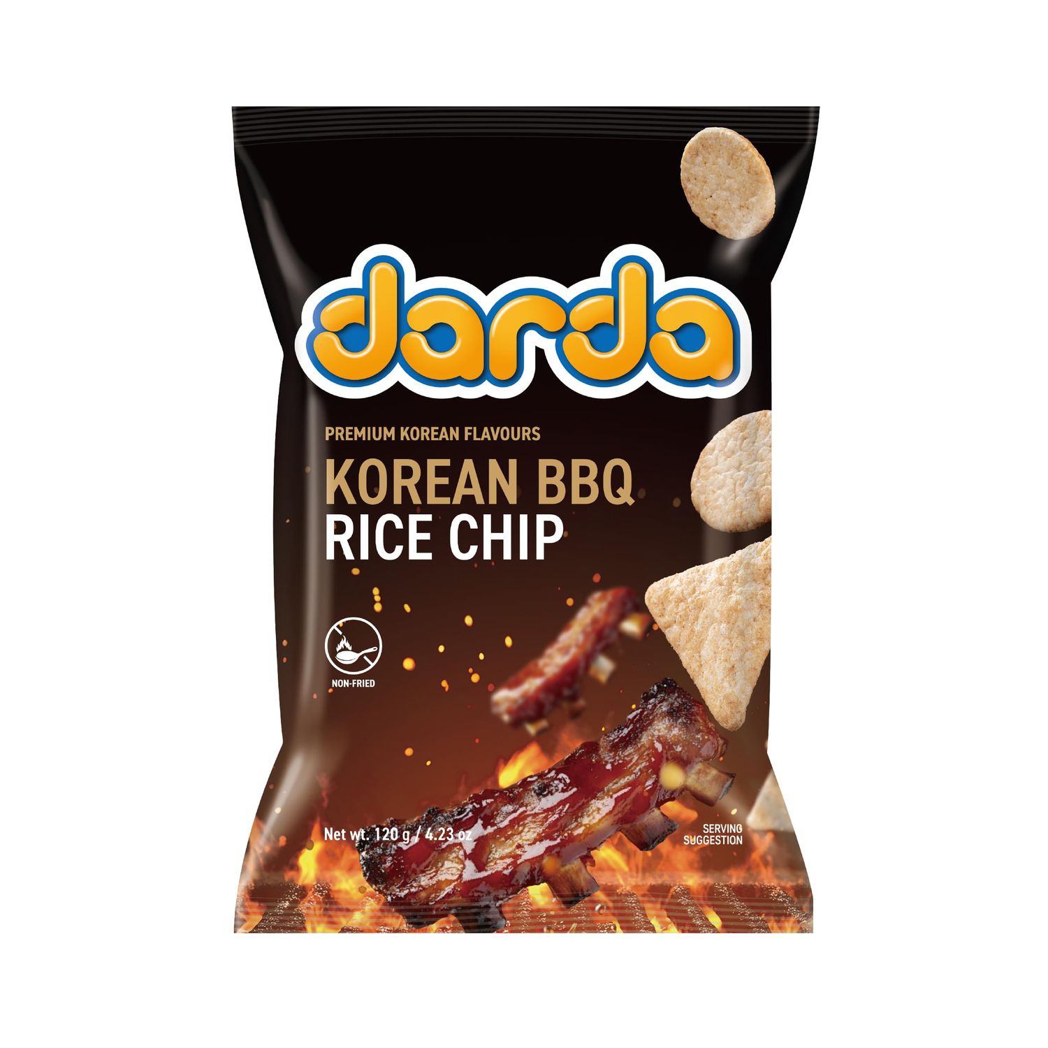 Darda Korean BBQ Rice Chips - Air-Popped Korean Snacks, Crispy Rice Chip with Bold Bulgogi Flavor, Low-Calorie Ksnack, Non-Fried, Zero Cholesterol, Light &amp; Crunchy Snack Packs (4.23 oz)