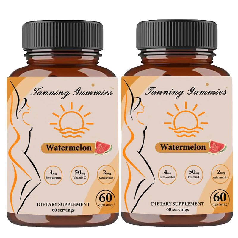 TOGOLIUN Tanning Gummies, Daily Tanning Gummies with Beta-Carotene &amp; Lycopene &amp; Astaxanthin, Natural Tanning Supplement for Skin Health &amp; Glow, Vegan, Non-GMO, 60 Gummies (2)