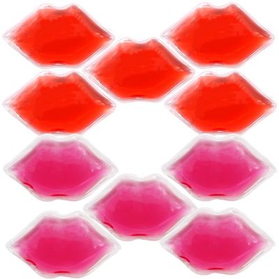 Lip Ice Pack for Cosmetic (10 Pack) Small Ice Pack for Lip Filler, Mini Ice Pack Cold Use for Lip Keep Lipstick from Fading, Heat Use for Makeup Remover, Gift for Girl Woman (5 Pink 5 red)