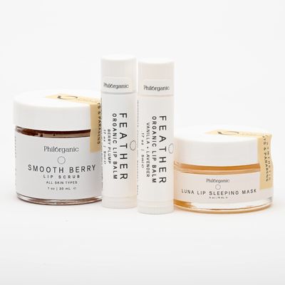 Philorganic Sustainable Lip Care Kit- 4 Pc Organic Gift Set Includes Lip Scrub, Mask, &amp; 2 Balms - Self-Care Spa Moment or Gift - Small Batch USA Made