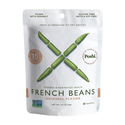 POSHI Marinated French Green Bean Snack Pack | Original Flavor | Keto, Vegan, Paleo, Non GMO, Low Carb Calorie, Gluten Free, Fully Cooked Vegetables, Gourmet, Healthy, All Natural (10 Pack, 1.76 oz)