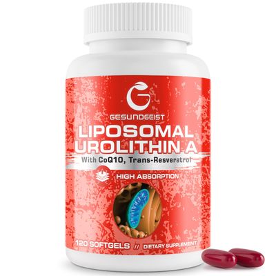 Gesundgeist Urolithin A Supplement with CoQ10 &amp; Resveratrol for Mitochondrial, Cellular Energy, Antioxidants &amp; Anti-Aging - High Potency &amp; Vegan &amp; Gluten-Free - 120 Softgels