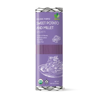 Big Green Organic Food- Organic Purple Yam Millet Spaghetti, Premium Ube, Gluten-Free, Vegan (3)