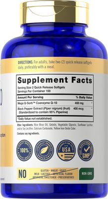 Carlyle Coq10 400mg Softgels | 200 Count | Non-GMO and Gluten Free Supplement | High Absorption