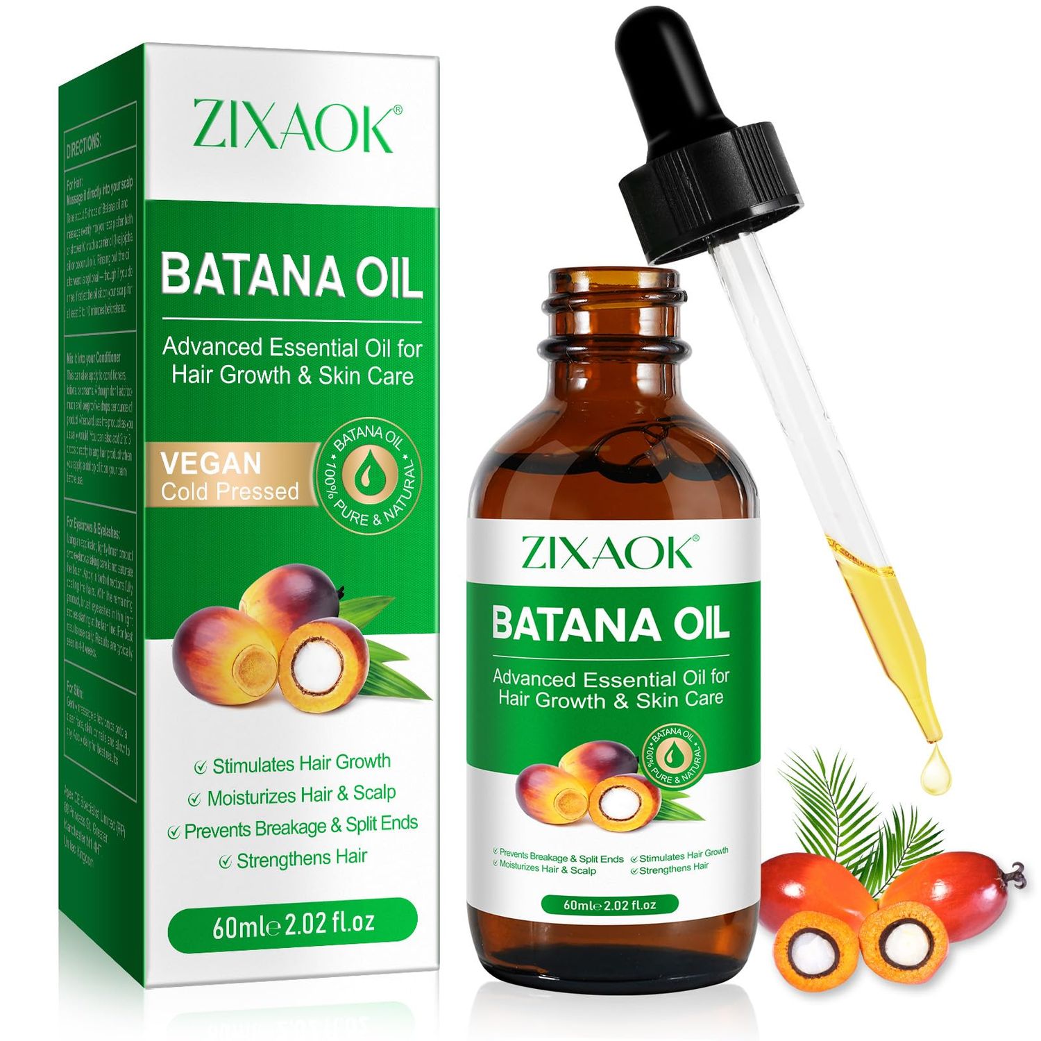 ZIXAOK Batana Oil - Organic Cold-Pressed Hair Treatment for Growth, Eyelashes, Eyebrows, Skin &amp; Nails