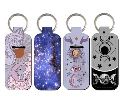 DMLSKY Lip Balm Holder Keychain, Sleeve Pouch for Mini Lipstick, Cute Portable Key Chain Accessories for Lip Balm, Lip Gloss or Lipstick Moon Night &amp; Sun