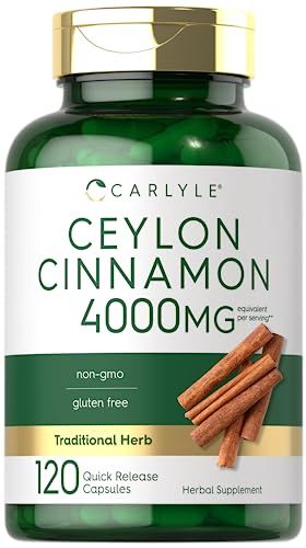 Carlyle Ceylon Cinnamon Capsules 4000 mg | 120 Count | Non-GMO &amp; Gluten Free Supplement